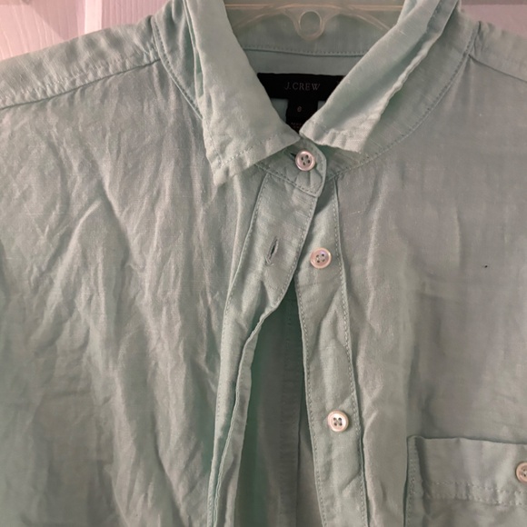 J. Crew Collared Long Sleeve Light Green Bottoned Down Shirt w/Pocket Size 8 - Picture 9 of 9